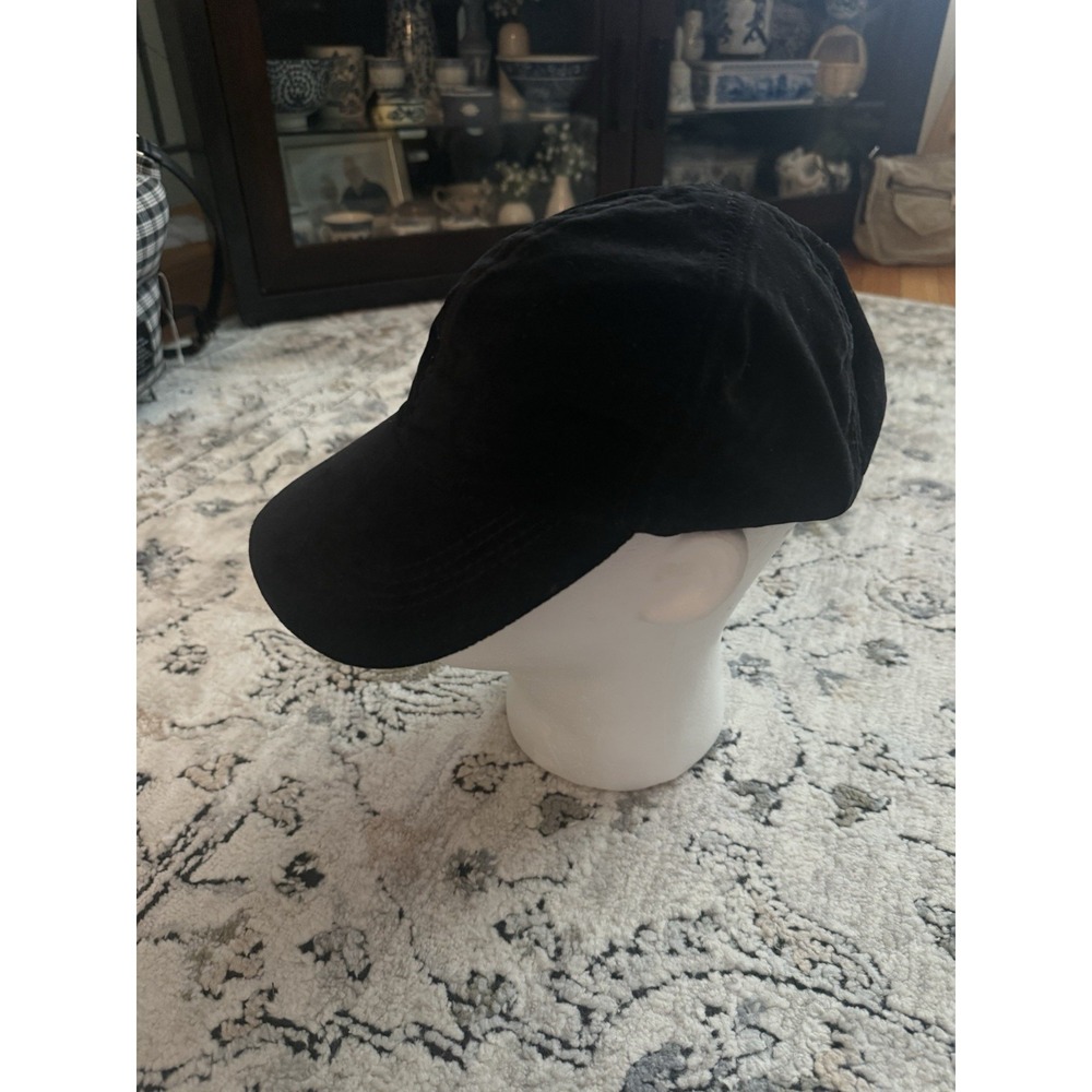 Hat Cap Strap Back One Size Black Velvet Baseball Hat 100% Cotton